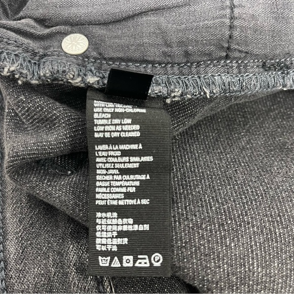 Free People We The Free Good Vibrations Cut-Off Denim Jean Shorts Sulphur Black - Picture 11 of 12